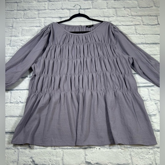 ODDY Lavender Smocked Blouse with Relaxed Fit and 3/4 Length Sleeves. Size 2X - Picture 1 of 8